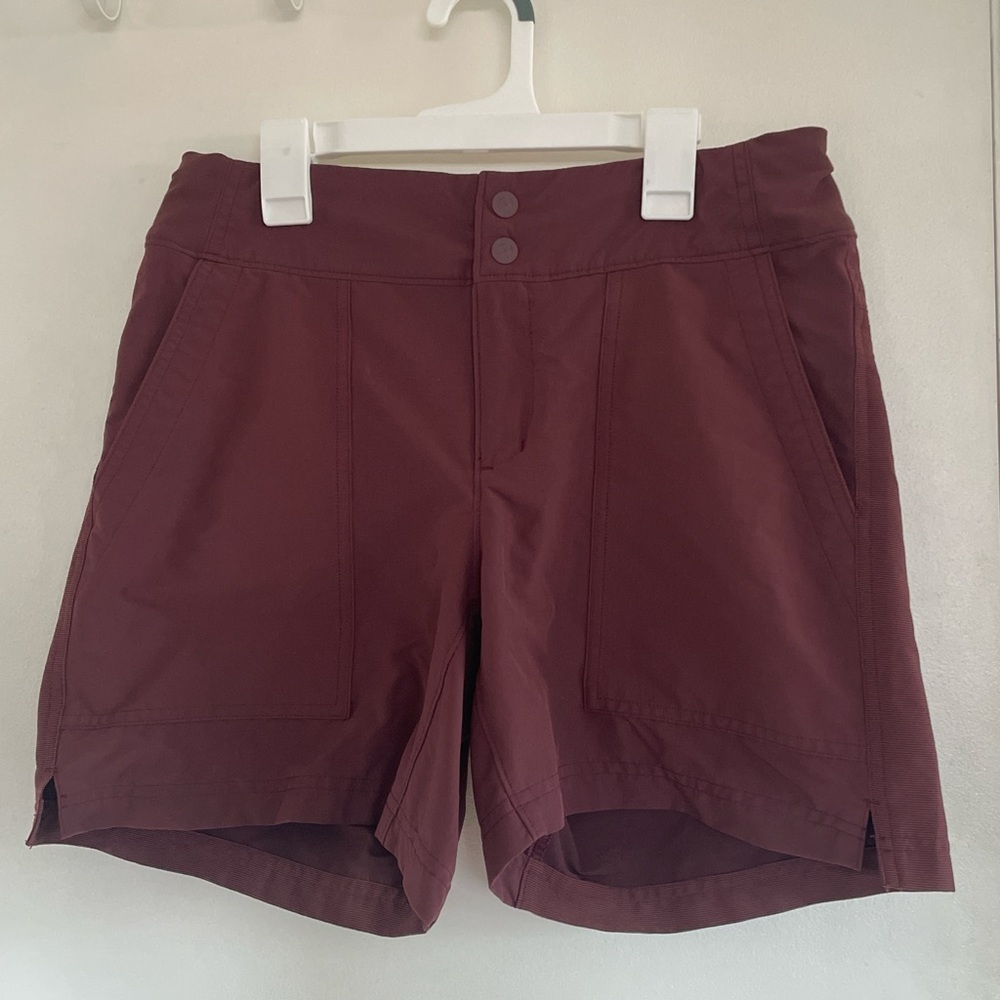 burgundy REI co-op hiking shorts